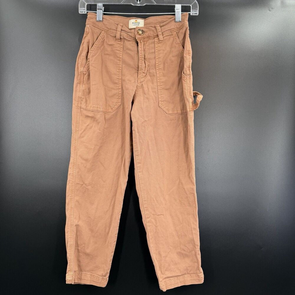 Marine Layer Women’s Rust Chore Pants Size 0 High Rise Cotton Utility Trousers